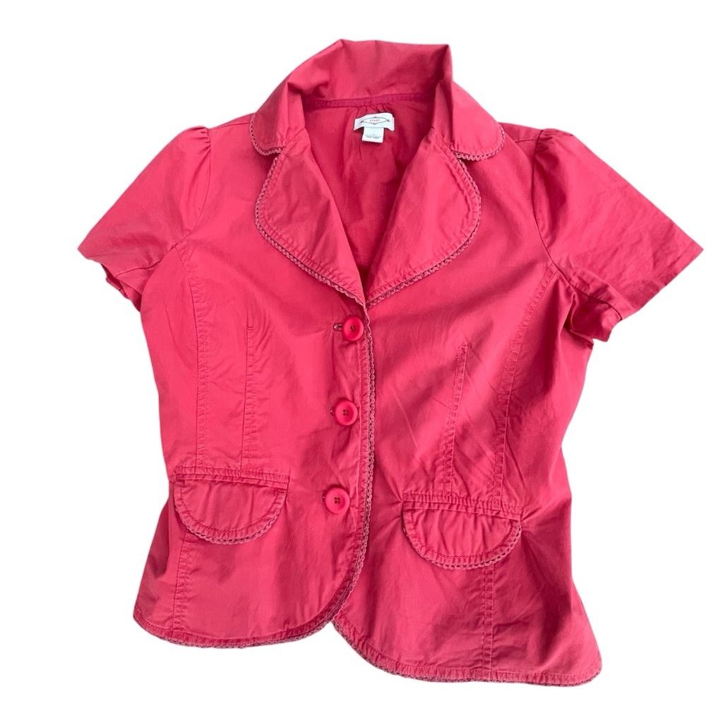 Anthropologie Short-Sleeve Blazer Jacket, Dusty Red, Anthropologie Sitwell